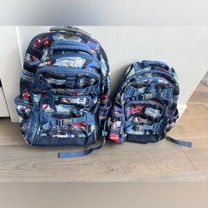 Pottery Barn Kids Mackenzie Rolling Backpack/Luggage Set Train Print